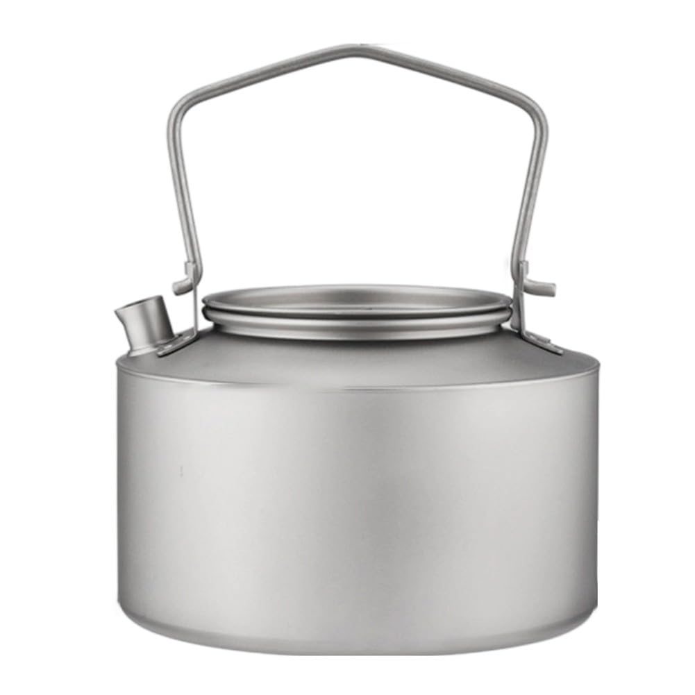 EasyByMall Pure Ti Bouilloire avec poignée pliable, 980 ml, théière ultra légère pour camping, randonnée, voyage, cafetière à ébullition rapide