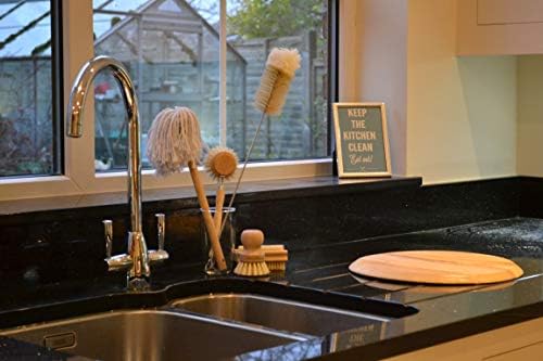 Elliott Wooden dish brush with Natural tampico fibres, Long reach washing up brush ideal for cleaning glasses, plates, pots and pans, replacable brush heads available.