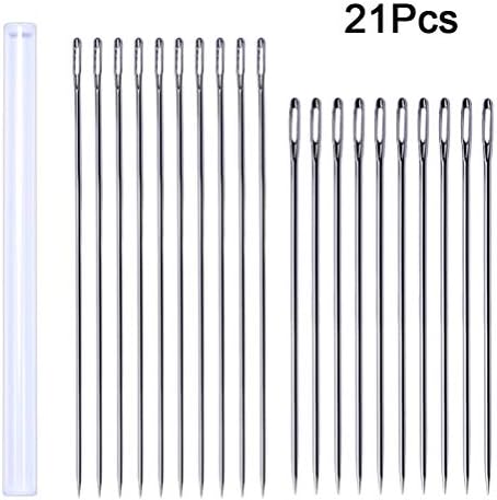 Milisten Long Needles with Large Eye Good for Sewing Leather Works Yarn Sewing Needles for Doll Making Suppleis with Storage Bottle