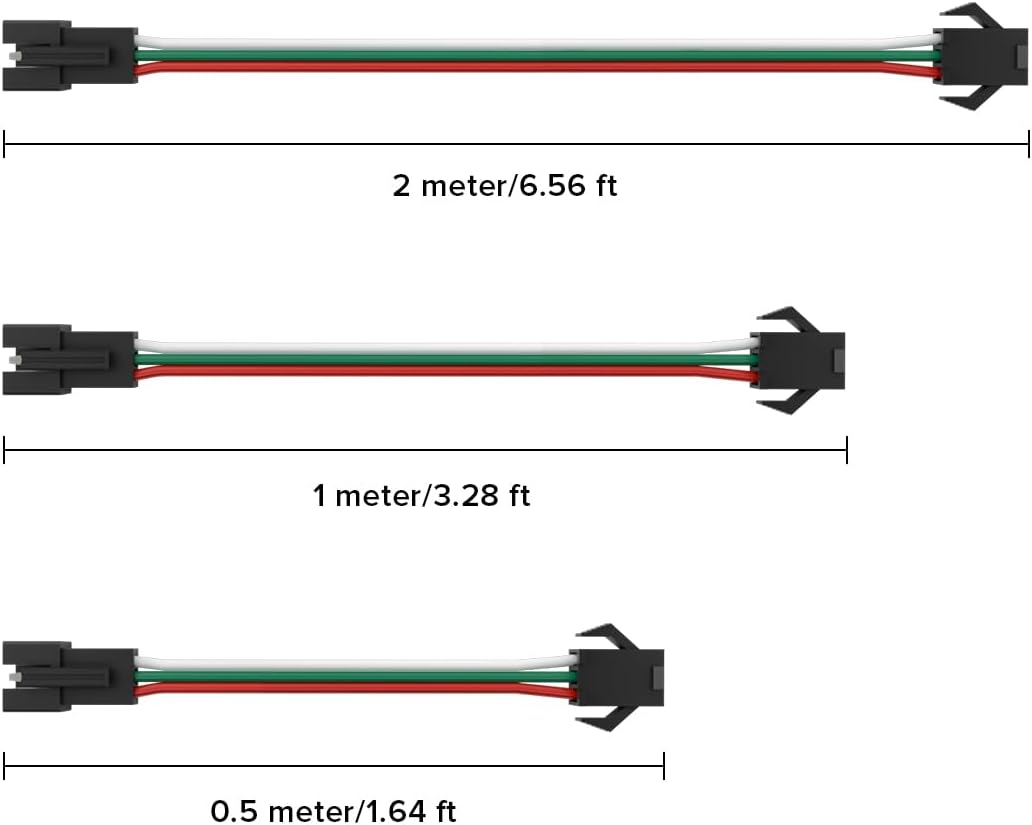 BTF-LIGHTING 3Pin SMD 10mm Width Transparent Connector Kit 3Pin Extension Cable Connector 3Pin SM Connector Plug 3 Conductor Wires 32.8ft/10m 22AWG Extension Cable for 3 Pin 10mm SPI SMD RGB LED Strip