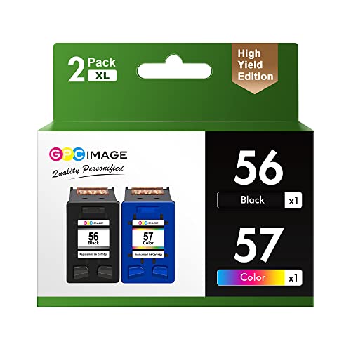 Gpc Image Remanufactured Ink Cartridges Replacement For Hp 56 & 57 C6656An C6657A 56 57 Ink To Use With Deskjet 5650 5550 5150, Photosmart 7350 7260 7450 7550, Psc 2210 Printer Tray (2-Pack) #TOP14