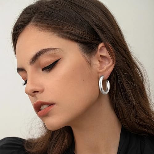 Image of Gacimy 14K Gold Plated Chunky Open Hoop Earrings for Women