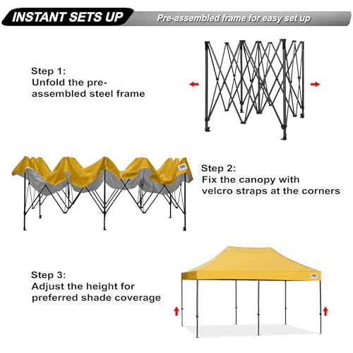 Image of ABCCANOPY Patio Pop Up Canopy Tent 10x20 Commercial-Series(Gold)