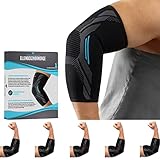 KINETIC EVOLUTION Ellenbogenbandage für Damen und Herren, Sport Kompression, Atmungsaktiv, stabilisiert und unterstützt, Sportbandage für Tennis Voleyball Golf Handball (XL, Blau)