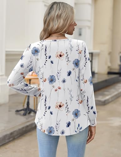 Image of Zeagoo Womens Long Sleeve Tops Fall V Neck Shirt Casual Pleated Tunic Top