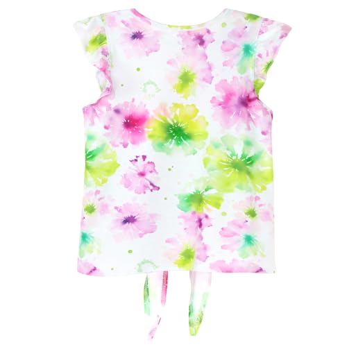 Image of JESKIDS Girls Short Sleeve Shirts Ruffle Tie Front Unicorn /Tie Dye Print Summer Tee Tank Tops 3-11 Years