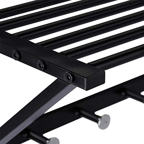 Relaxdays Perchero de Pared con Estante, Toallero con 5 Ganchos, Baño, Recibidor, Pasillo, Metal, 23 x 65 x 25 cm, Negro - imagen 7