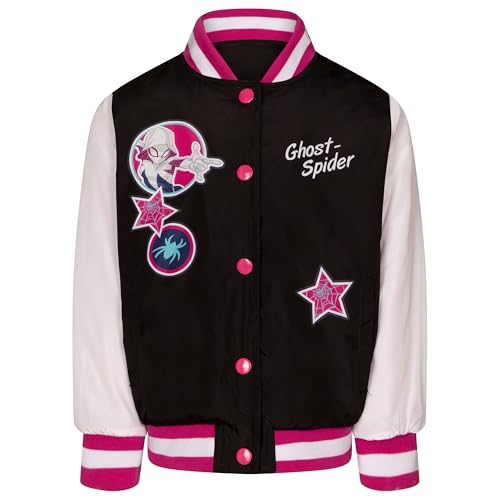 Marvel Spider-Man Girls Varsity Bomber Jacket Toddler to Big Kid Sizes (2T - 10-12)