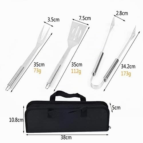 GQC Edelstahl Grillbesteck Set, 3-teilig Grillwerkzeug-Set,Professionelle Grill Bestecksets in Tragetasche BBQ Grillwerkzeug Grillset… – Ansicht 3