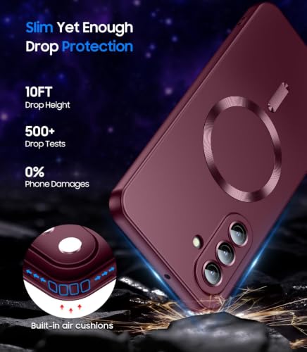 Image of MagPro Metallic Finish Case for Samsung Galaxy A57 5G | MagSafe Compatible Magnetic Cover, Matte Luxury Metallic Luster, Shockproof TPU, Camera Lens Guard, Wireless Charging Compatible | Red