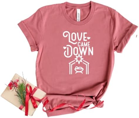 Miniatura 3 de Love Came Down Christian Christmas Shirts for Women, Faith Based Christmas T-shirts, Stocking Stuffers Christian Gifts, Nativity Religious Xmas Gift.