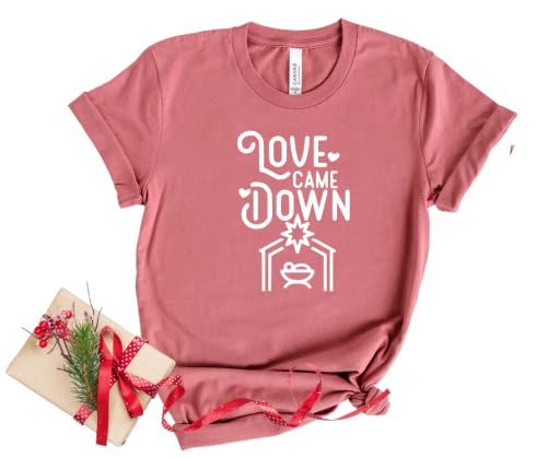 Miniatura 3 de Love Came Down Christian Christmas Shirts for Women, Faith Based Christmas T-shirts, Stocking Stuffers Christian Gifts, Nativity Religious Xmas Gift.