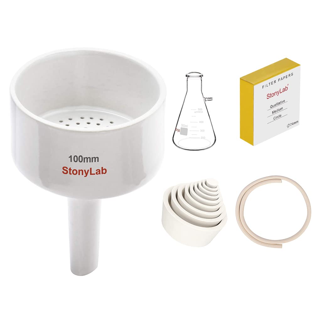 stonylab Lab Filter Kit Bundle, Porcelain Buchner Funnel/500ml Heavy