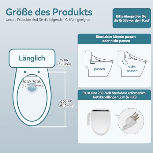 Modernes, Intelligentes, Wandmontiertes Bidet, Längliche All-In-One