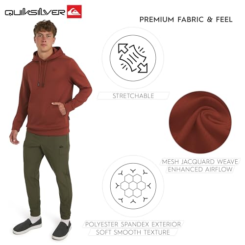 Image of Quiksilver Men's Regular Fit Active Performance Heavyweight Jacquard Mesh and Polar Fleece Pullover Hoodie (S-XL)