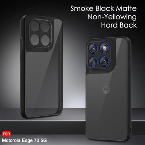 Image of TheGiftKart Hybrid Shockproof Back Cover Case for Motorola Moto Edge 70 5G | Hard Back Cover Case for Motorola Edge 70 5G (PC & TPU, Translucent Smoke Matte Back, Black Sides)