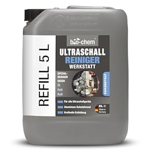 bio-chem Ultraschallreiniger Konzentrat Werkstatt 5 L | Für Vergaser, Metall & Aluminium | Kraftvoll bei Öl, Fett, Ruß & Abrieb | Für alle Ultraschallbäder geeignet