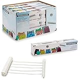 TU TENDENCIA ÚNICA Tendedero Extensible de Plástico. 5 Cuerdas. Extensible 18m. Incluye Material de fijación