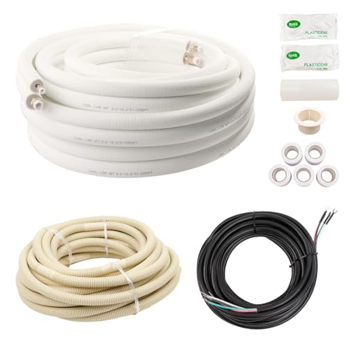 Wostore 50FT Mini Split Line Set 3/8 and 5/8 inch Insulated Copper Pipe with 16/4 Wire Cable by Wostore - Used condition - US$269.37