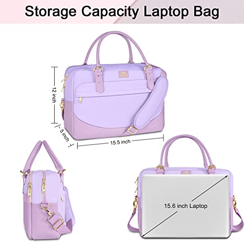 MATEIN Laptop Briefcase for Women, Fashion 15.6 inch Computer Sleeve Bag Case with Adjustable Shoulder Strap, Water Resistant Cute Purple Messenger Work Tote Bag Gifts for Women Nurse Teacher College by MATEIN - Image 4