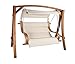 Produktbild Hollywoodschaukel ALBARELLA Gartenschaukel aus Lärche Holzfarbe Teak/Stoff Khaki Holzschaukel Lärchenholz
