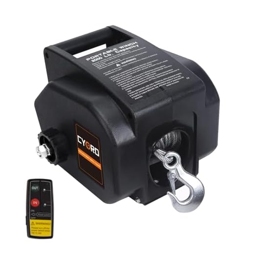 Cygrd Portable Trailer Winch, Reversible Electric Winch 12V DC, Power-in, Power-out and Freewheel Operations for Boats 2000 lbs with Wireless Remote Control and Hand Crank