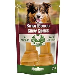 SmartBones Chicken Medium au Poulet – Os à Mâcher Sans Peau d&rsquo;Origine Animale pour Chien Adulte de Taille Moyenne, Très Faible teneur en Matières Grasses, Enrichi en Vitamines et en Minéraux