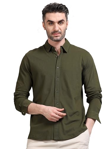 Image of StitchX Men's Cotton Regular Fit Full Sleeve Solid Knitted Shirt