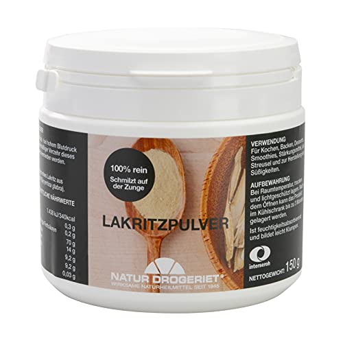 Natur Drogeriet - Lakritzpulver, Pulver, Für Backwaren, Desserts und zur Zubereitung von Süßigkeiten und Snacks, Geschmacksstoff, Authentischer Lakritzgeschmack, 150 g. Vegan, Natürlich Cover