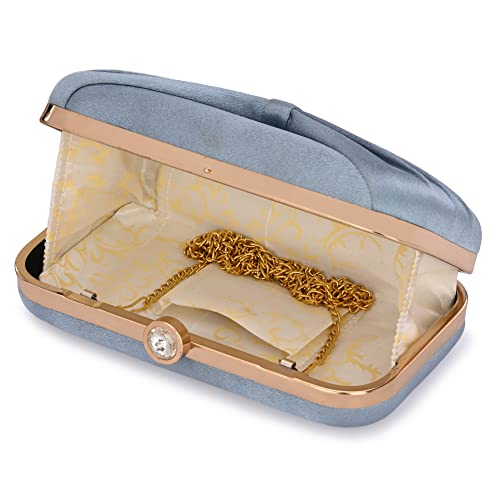 Image of KNOOS Women's Bow Frame Clutch Bags | Detachable Chain Sling Strap | Ladies Purse Wallet