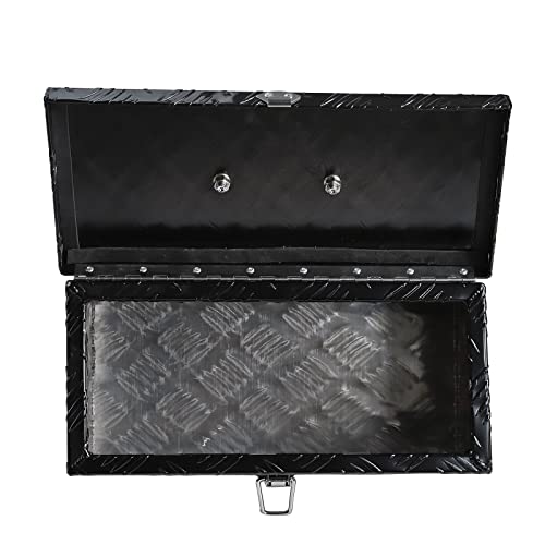 Bchsadvb Black Heavy Duty Aluminum Pickup Truck Bed 5 Bar Tread Pattern Truck Tool Box Under Truck Storage Trailer Tongue Box With Lock 16"X7.5"X10" #TOP6