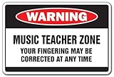 Music Teacher Zone Warning Sign | Indoor/Outdoor | Funny Home Décor for Garages, Living Rooms, Bedroom, Offices | SignMission Lessons Instructor Band High Middle Gift Piano Sign Wall Plaque Decoration