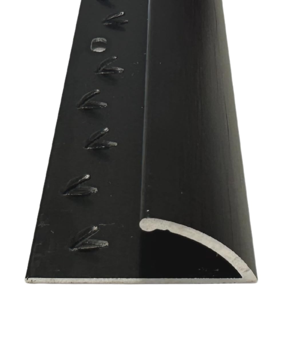 Grandismo® - 3ft (0.9metre) Joins Carpet to Vinyl Doorway Trim - Single Side Threshold Metal Plate Strip - Prestige Single Edge Brushed Black
