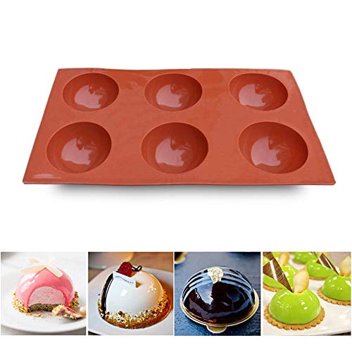 homEdge Large 6-Cavity Semi Sphere Silicone Mold, 3 Packs Baking Mold for Making Hot Chocolate Bomb, Cake, Jelly, Dome Mousse - Thumbnail 2