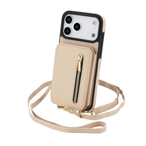 Étui portefeuille iPhone 12 Pro Max cuir abricot avec pochette zip
