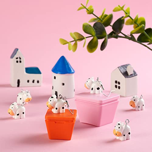 Beadthoven 40Pcs Mini Cow Resin Charm Pendants Cute Black White Cow Animal Dangle Charm Beads For Diy Jewelry Making Earring Necklace Keychains Making Accessories #TOP4