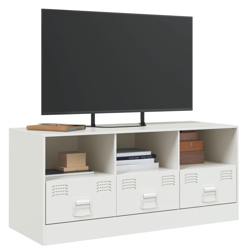 LAPOOH Biała stalowa szafka pod telewizor 99x39x44 cm, stół telewizyjny, szafka telewizyjna, szafka telewizyjna, stół telewizyjny, meble do salonu, stół do salonu TV - 841738