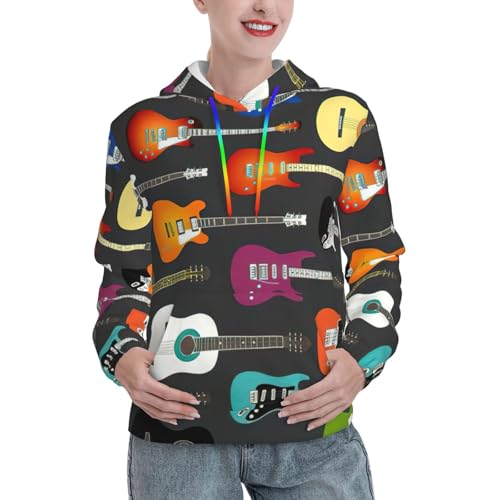 Sweat à capuche femme guitares colorées idéal pour vos sorties musique