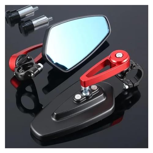 Espejo retrovisor CNC de aluminio rojo para manillar de moto y scooter 7/8"
