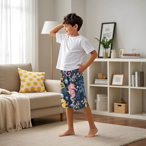 Seahorse Bubble Black Short Pajama Pants Bottoms Soft Sleepwear with Pockets4