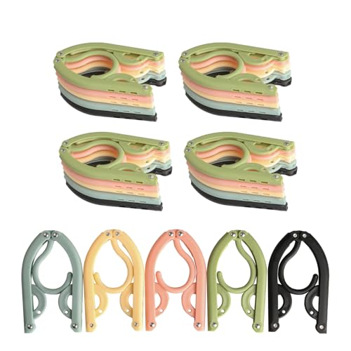 25 Pcs Travel Coat Hangers Adults Portable Travel HangersPlastic Folding Coat Hangers for Travelling Home Camping Hotel Cruise Holiday Essentials Accessories Foldable Clothes Hanger(5 Colors)