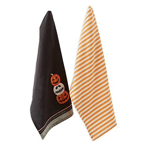Dii Spooky Kitchen Towel Collection Halloween Décor Printed Dishtowel Set, 18X28, Jack-O-Lantern Stripe, 2 Count #TOP24