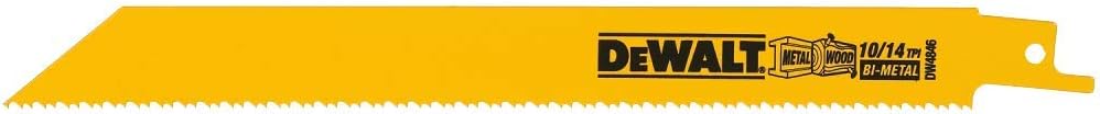 DEWALT Reciprocating Saw Blades, Straight Back, 8-Inch, 10/14 TPI, 100-Pack (DW4846B)