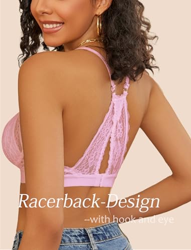 Image of Avidlove Bralettes for Women Lace Racerback Bras Wireless Unlined Bralette Comfy Bra Sexy Lingerie Tops