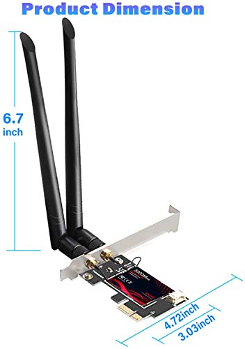 Terow Row076 Wifi 6 Pcie Wifi Card 3000Mbps Bluetooth 5.0 |802.11Ax | Intel Ax200 Dual Band 2.4G/574M 5.8G/2400M Wireless Network Card | Mu-Mimo | Low Latency | Support Win 10 64 Bit With Shield Cover #TOP6