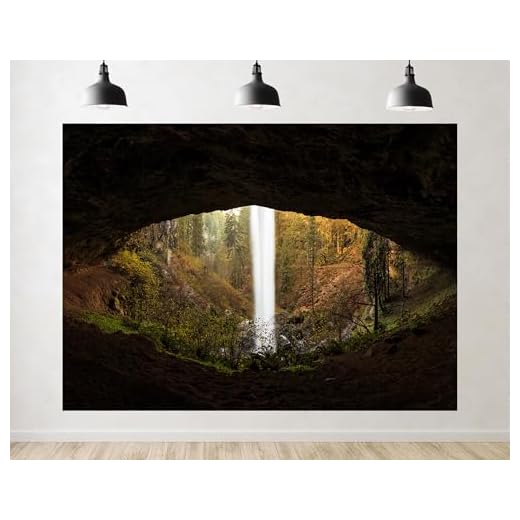 Trykid 5x3ft Hidden Cave Waterfall Backdrop Lush Forest Landscape Photography Background Nature Exploration Party Decoration Tapestry Photo Booth Prop Fabric Backdrop