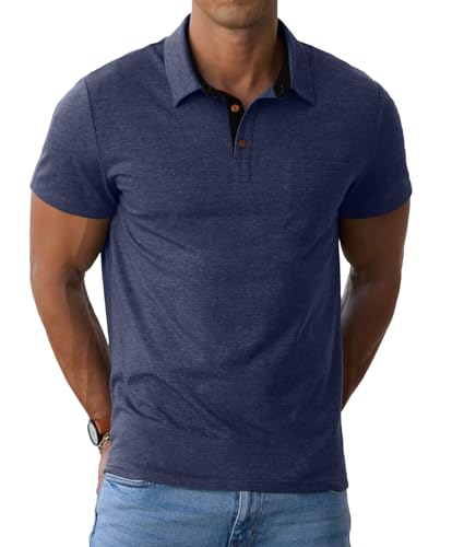 Image of Sailwind Men's Cotton Polo Shirts Short Sleeve Casual Summer Shirts Classic Collared Golf Shirt with Pocket
