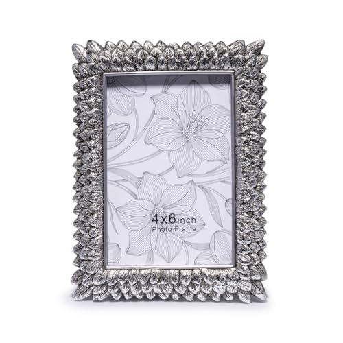 ZAWUU Vintage Picture Frame, 4x6 Ornate Baroque Photo Frame for Tabletop Decor, Antique Carved Frame with Shatterproof Acrylic Cover for Wedding, Family Portrait, Shelf