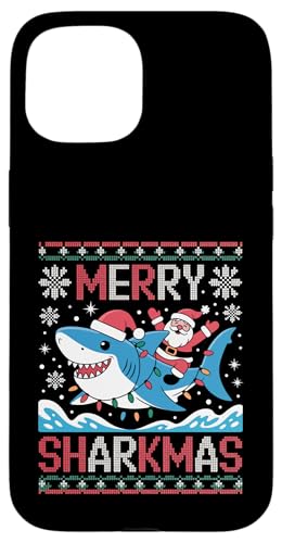 Merry Sharkmas AO[Z[^[ T^ CfBO V[N Cgt X}zP[X iPhone 15 p