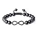 COAI Bracelet Infini Pierres Véritables Tourmaline Noire Ajustable Homme